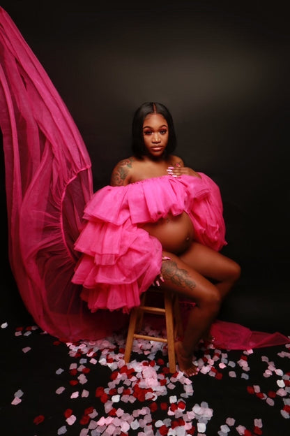 Preona Dress - Open Front Maternity Tulle Gown