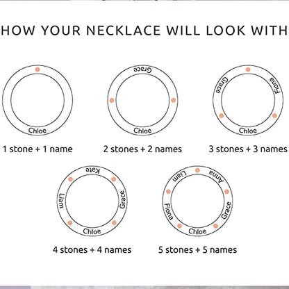 Grandchildren Necklace, 4 Name Necklace, 3 Name Necklace, Grandma Gift