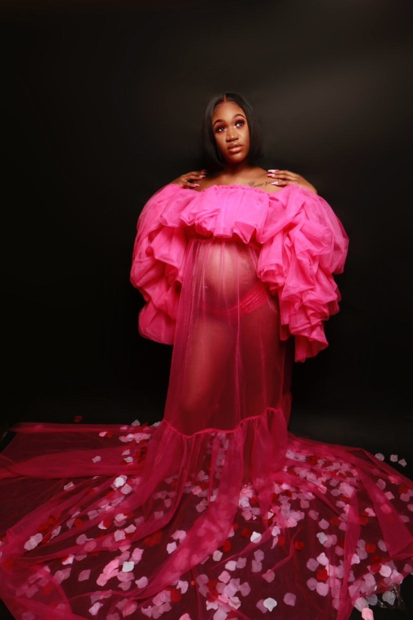 Preona Dress - Open Front Maternity Tulle Gown