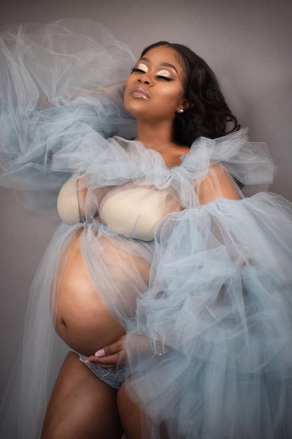 Preona Dress - Open Front Maternity Tulle Gown