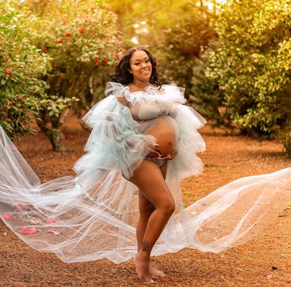 Preona Dress - Open Front Maternity Tulle Gown