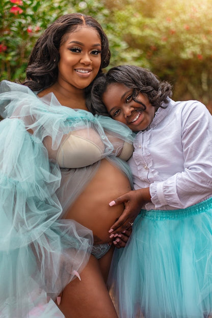 Preona Dress - Open Front Maternity Tulle Gown