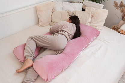 Velvet U Shaped Pregnancy Pillow Full Body Type U - Pink