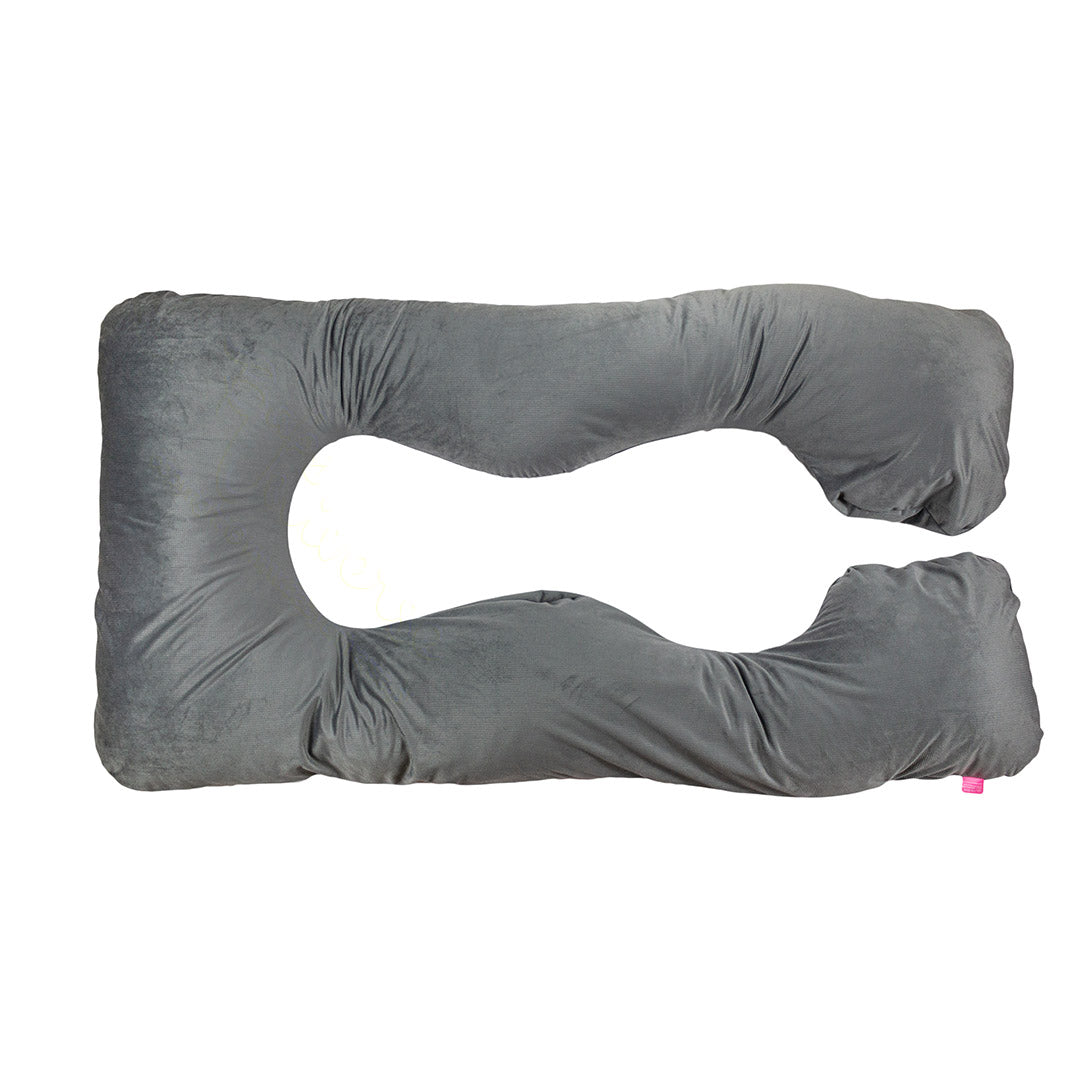 Velvet U Shaped Pregnancy Pillow Full Body Type U - Grey