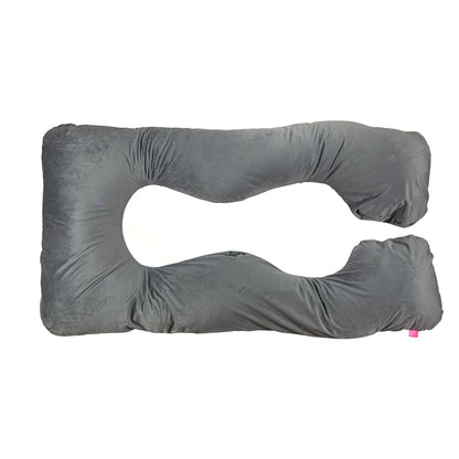 Velvet U Shaped Pregnancy Pillow Full Body Type U - Grey