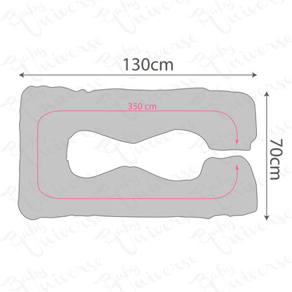 Velvet U Shaped Pregnancy Pillow Full Body Type U - Pink
