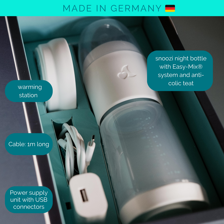 Snoozi Set: Baby Night Bottle + Automatic Bottle Warmer