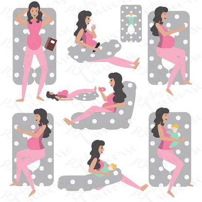 Velvet U Shaped Pregnancy Pillow Full Body Type U - Pink