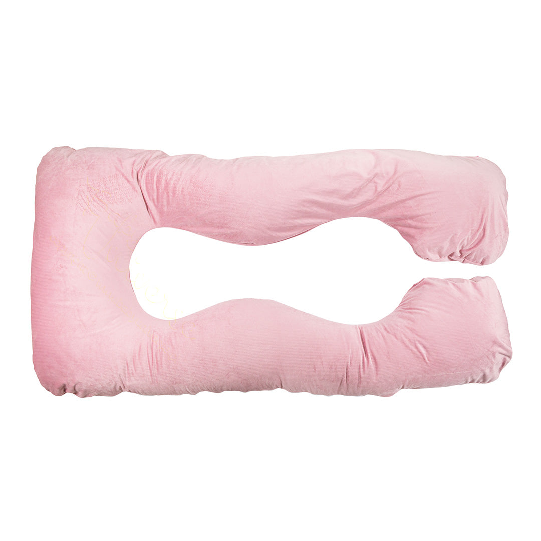 Velvet U Shaped Pregnancy Pillow Full Body Type U - Pink