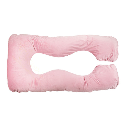 Velvet U Shaped Pregnancy Pillow Full Body Type U - Pink