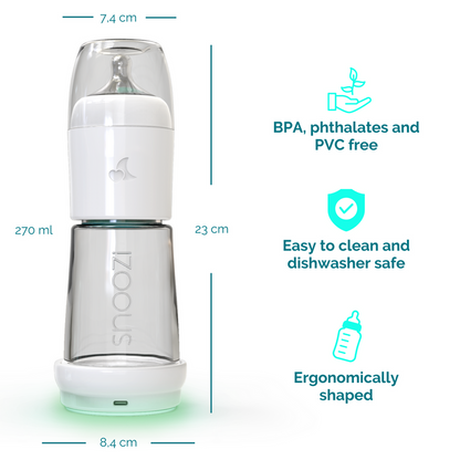 Snoozi Set: Baby Night Bottle + Automatic Bottle Warmer