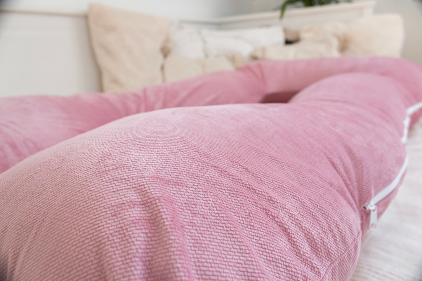 Velvet U Shaped Pregnancy Pillow Full Body Type U - Pink