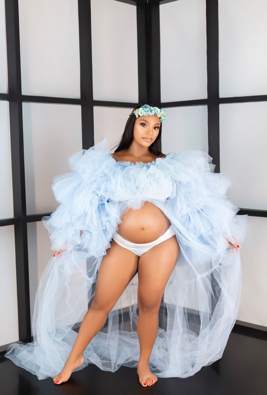 Preona Dress - Open Front Maternity Tulle Gown