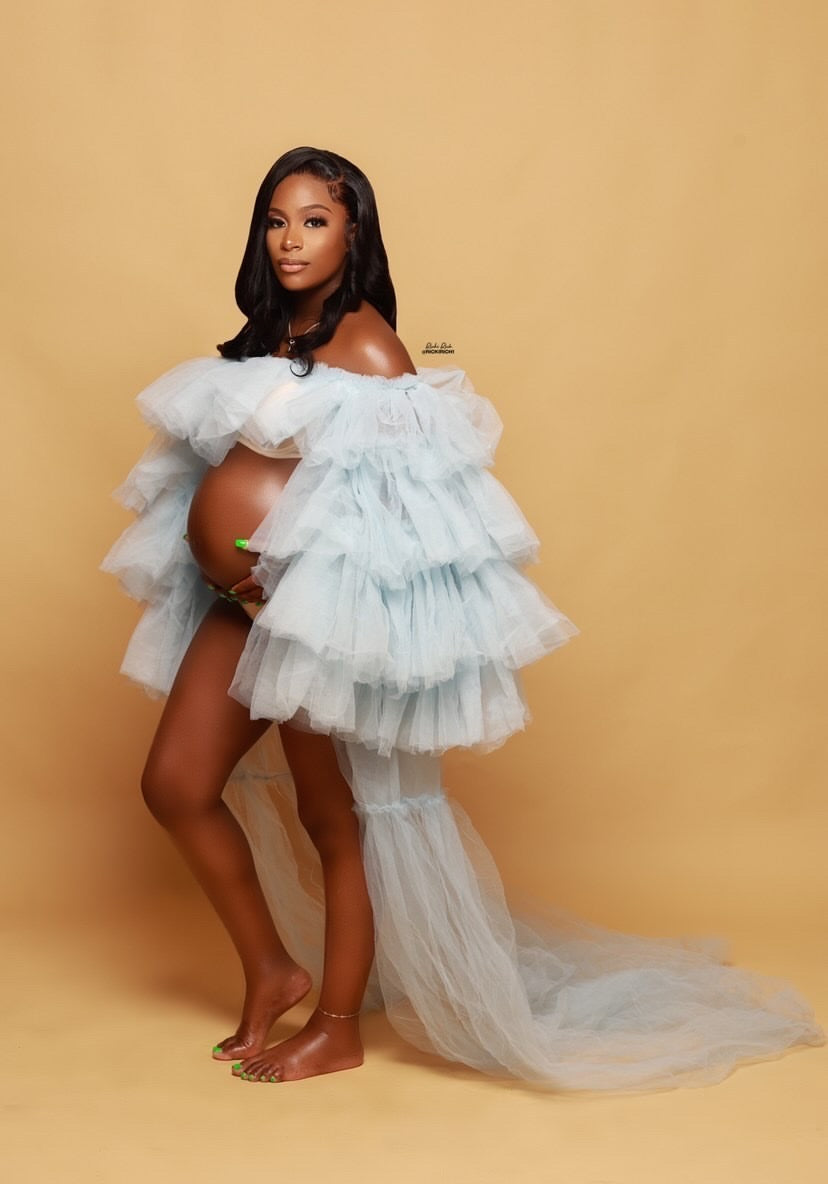 Preona Dress - Open Front Maternity Tulle Gown