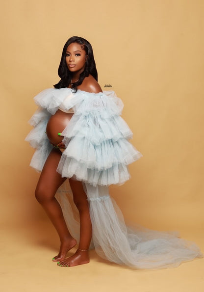 Preona Dress - Open Front Maternity Tulle Gown