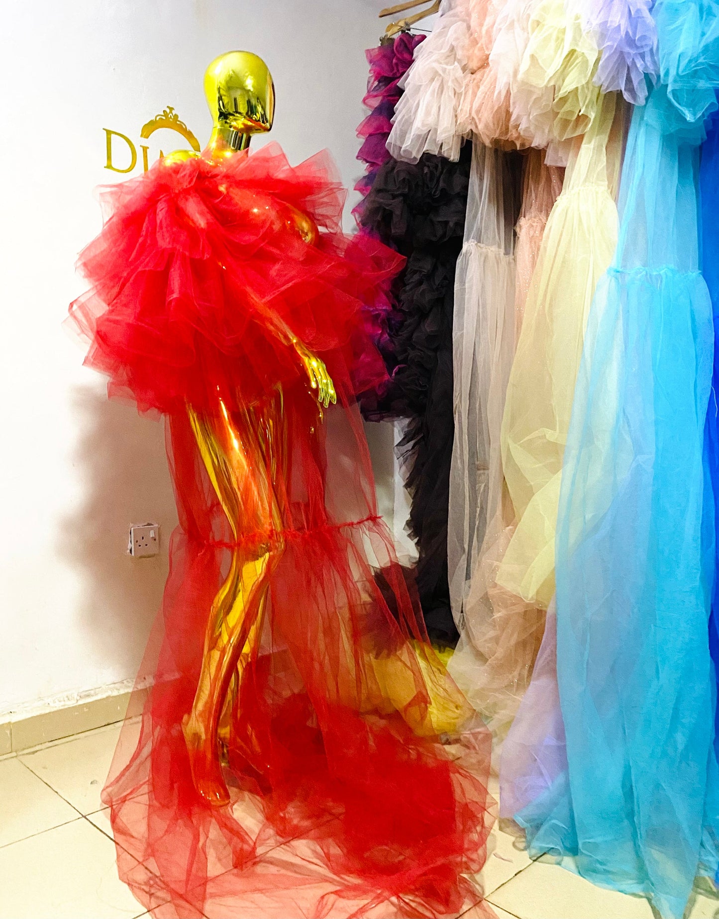 Preona Dress - Open Front Maternity Tulle Gown