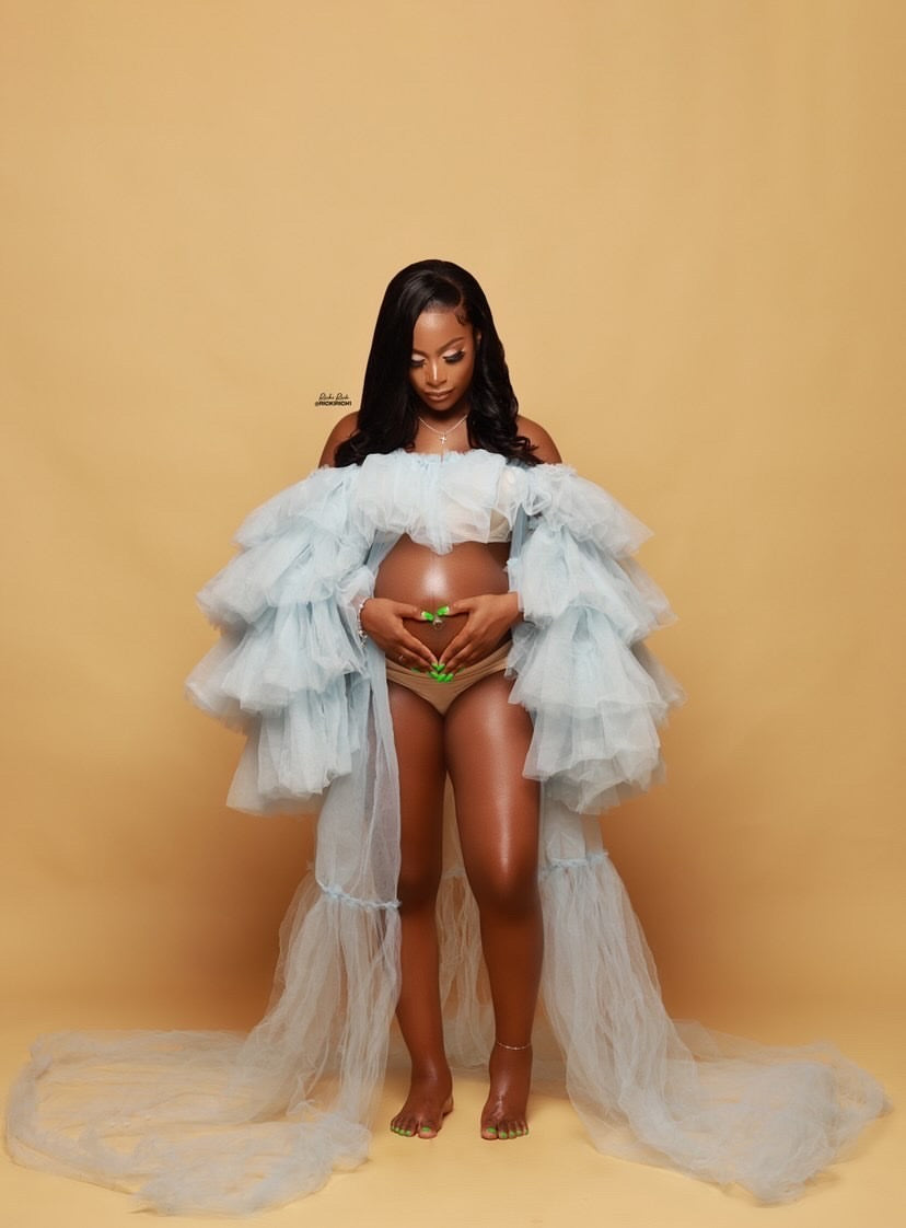 Preona Dress - Open Front Maternity Tulle Gown